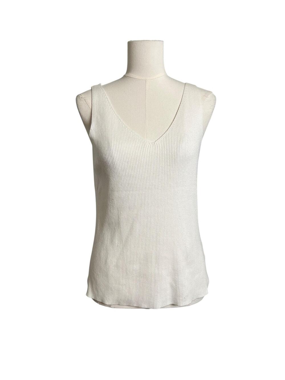 Philosophy Republic Clothing Tank Top Womens Large White Ribbed V Neck Knit